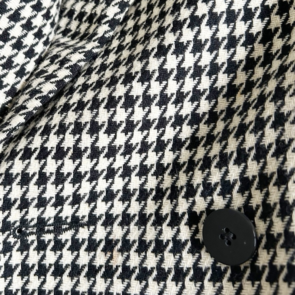 Vtg Requirements Black White Houndstooth Wool Blend Lined Double Breasted Blazer - Picture 10 of 12